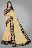 Solid, Woven Daily Wear Cotton Blend Saree black chiku