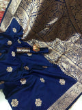 Woven Kanjivaram Cotton Silk, Jacquard Saree NAVYBLUE