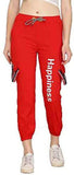 Regular Fit Women Black Trousers Red