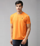 Solid Men Round Neck Green T-Shirt Orange